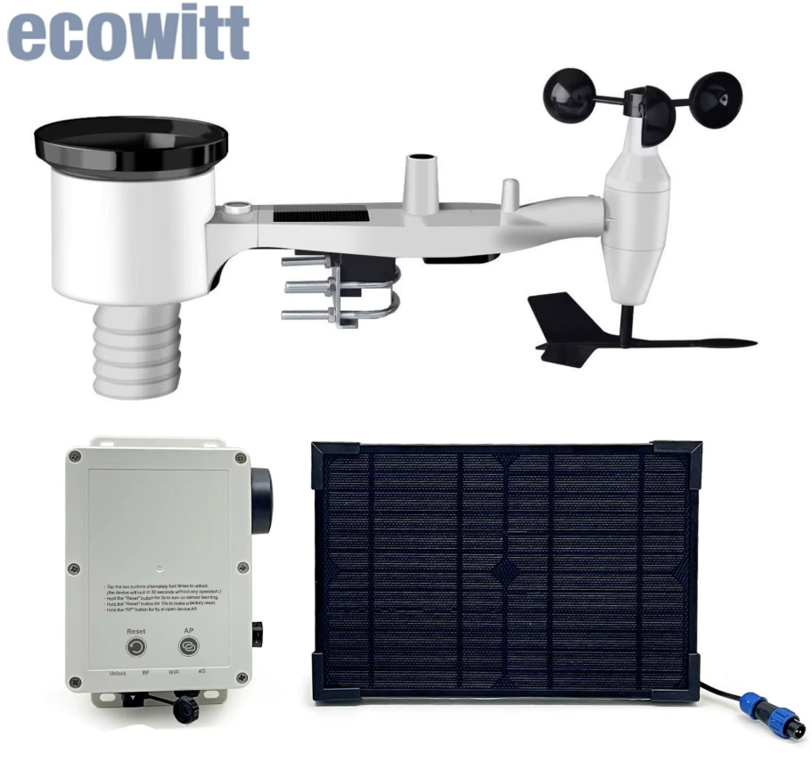 Ecowitt WittField WS6210 Estación meteorológica inalámbrica 7 en 1 Estación meteorológica inalámbrica profesional 4G y Wi-Fi con energía solar – VERSION «WittField Combo»
