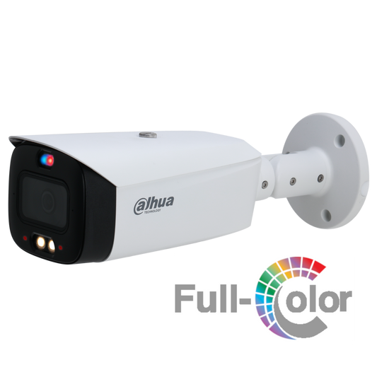 Cámara Dahua IP Bala 8MP 3.6mm Active Deterrence IR y LED 30 PoE IP67 Soporta Micro SD audio in/out
