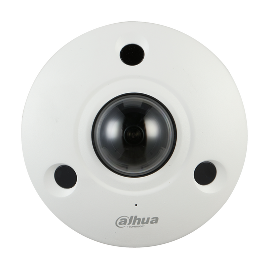 Cámara Dahua IP Domo 12MP 1.85mm Fisheye IR10 Mic PoE Alarma 2/2 Audio 1/1 Sin Speaker