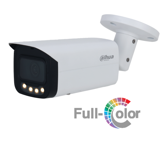 Cámara Dahua IP bullet AI Full-Color 4MP 2.8mm LED 60m PoE Alarma 1/1 Audio 1/1 IP67 ePoE Soporta Micro SD