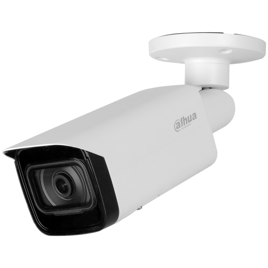 Cámara Dahua IP bullet con inteligencia artificial 5MP 3.6mm IR80 PoE IP67 IK10 Microfono