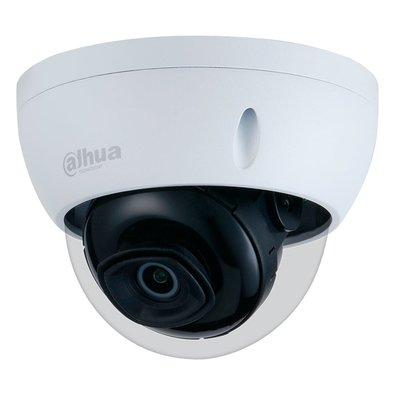 Cámara Dahua IP domo con inteligencia artificial 2MP 2.8mm IR50 PoE IP67 IK10 Soporta Micro SD.