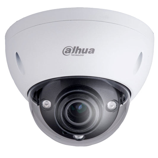 Cámara Dahua IP domo con inteligencia artificial 4MP 2.7-12mm motor IR40 PoE IP67 IK10 Soporta Micro SD