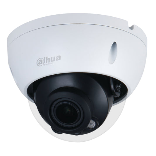 Cámara Dahua IP domo con inteligencia artificial 4MP 2.7-13.5mm Motor IR40 PoE Audio IP67 IK10