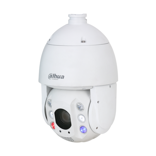 Cámara PTZ IP TiOC 4MP IR150 Deteccion Facial 25X Starlight luz azul y roja de alerta PoE+ IP66